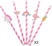Rietjes van papier - Rietjes kinderverjaardag feestje - Unicorn - Meloen - Regenboog - Flamingo - Ananas