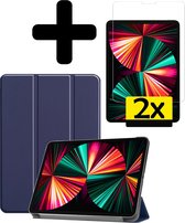 iPad Pro 2021 11 pouces Cover Book Case Cover Avec 2x Protecteur D'écran - Blauw Foncé