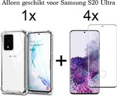 Samsung S20 Ultra Hoesje - Samsung Galaxy S20 Ultra hoesje shock proof case hoes hoesjes cover transparant - Full Cover - 4x Samsung S20 Ultra screenprotector