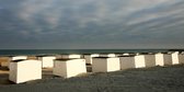 Tuinposter - Zee / Water - Strand in wit / grijs / zwart / bruin / groen - 60 x 120 cm