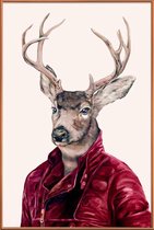 JUNIQE - Poster met kunststof lijst Deer -20x30 /Bruin & Ivoor