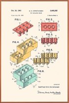 JUNIQE - Poster met kunststof lijst Legoblokje - Patentopdruk - Kleur