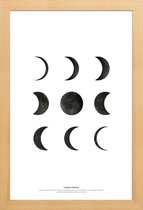 JUNIQE - Poster in houten lijst Lunar phases -40x60 /Wit & Zwart