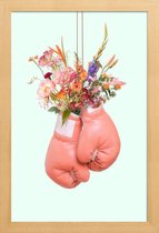 JUNIQE - Poster met houten lijst Flower Power -13x18 /Kleurrijk