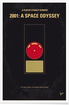JUNIQE - Poster 2001 - A Space Odyssey -20x30 /Geel & Rood