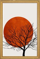 JUNIQE - Poster met houten lijst Winter Sunset -13x18 /Rood & Zwart