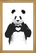 JUNIQE - Poster met houten lijst All You Need Is Love -40x60 /Wit &