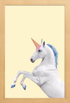 JUNIQE - Poster in houten lijst Ice Cream Unicorn -40x60 /Geel & Ivoor
