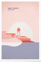 JUNIQE - Poster Saint-Tropez -40x60 /Blauw & Roze