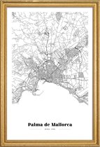 JUNIQE - Poster met houten lijst Palma de Mallorca kaart -40x60 /Wit &
