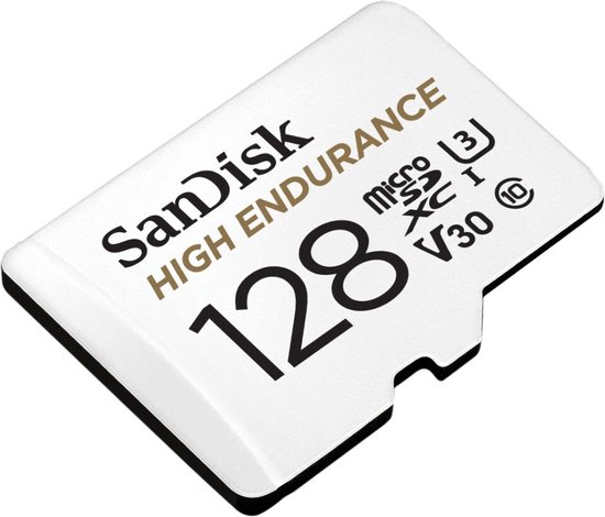 SanDisk High Endurance 128GB microSDXC kaart.