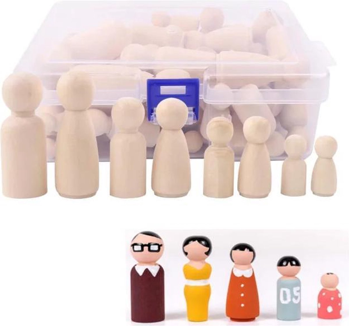 Gastvrijheid hersenen Eik Peg dolls - 50 stuks - Blanco - Houten pionnen - Houten poppetjes | bol.com