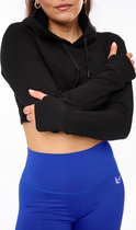 Cropped Hoodie - Sporttrui Dames - Crop Top - Top - Black - XS