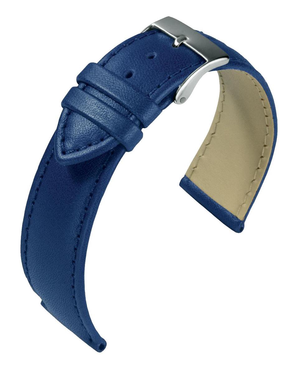 EULIT horlogeband - leer - 20 mm - blauw - metalen gesp