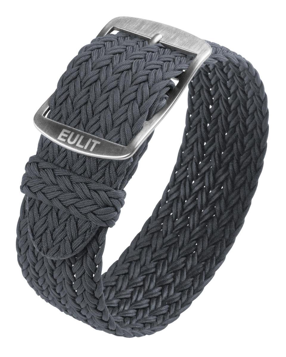 EULIT horlogeband - perlon - 18 mm - grijs - metalen gesp