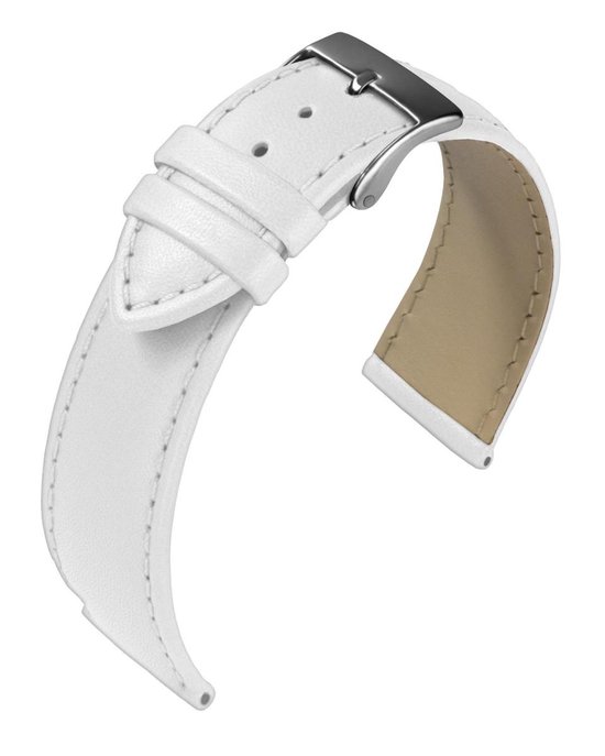 Bracelet montre EULIT - cuir - 20 mm - blanc - boucle métal