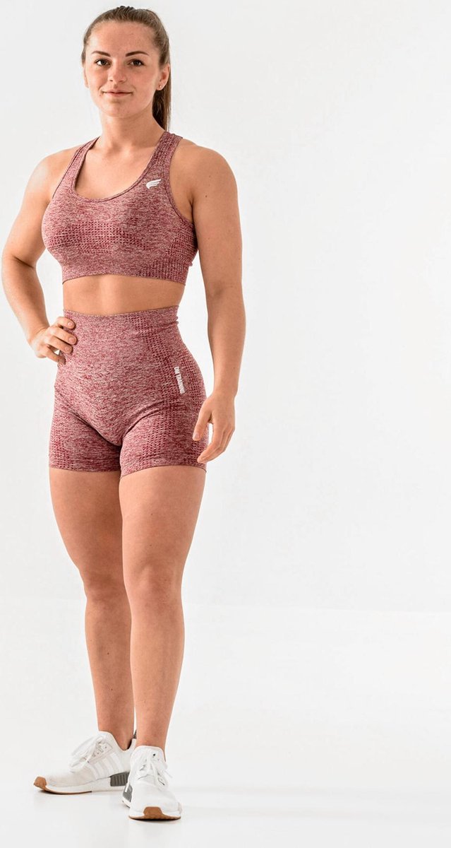 Vital summer sportoutfit / sportkleding set voor dames / fitnessoutfit short + sport bh (wine red/bordeaux)