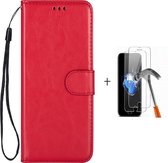 GSMNed - Leren telefoonhoes rood - Luxe iPhone X/Xs hoesje - iPhone hoes met koord - pasjeshouder/portemonnee - rood - 1x screenprotector iPhone X/Xs
