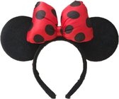 Diadeem | Minnie Mouse | 3D strik | stippen | rode strik | zwarte oren | carnaval