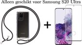 Samsung S20 Ultra Hoesje - Samsung Galaxy S20 Ultra hoesje met koord transparant shock proof case - Full Cover - 1x Samsung S20 Ultra screenprotector