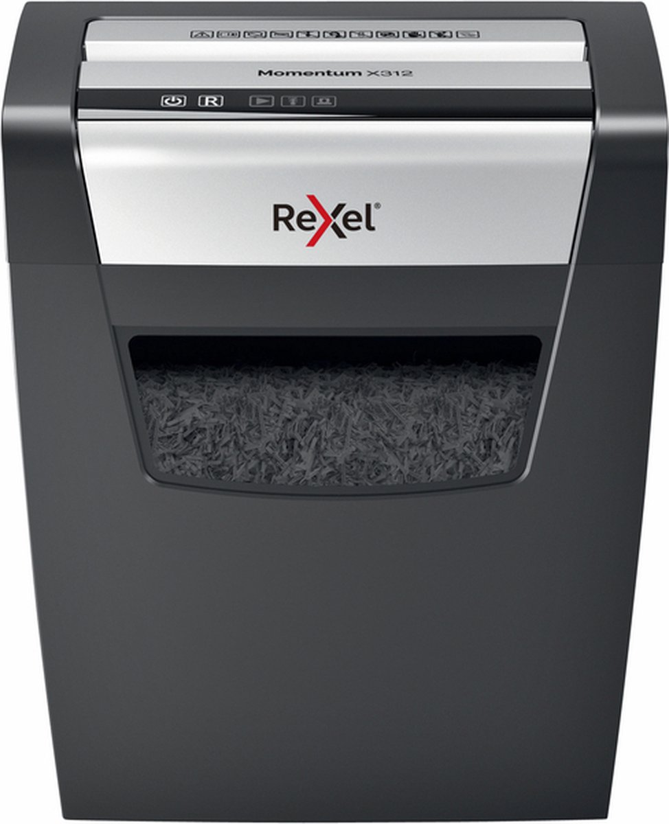 Rexel Momentum X312 Papierversnipperaar - P-3 Snippers - voor Kantoor En Thuiswerken - Tot 12 A4-Vellen - Zwart - Rexel