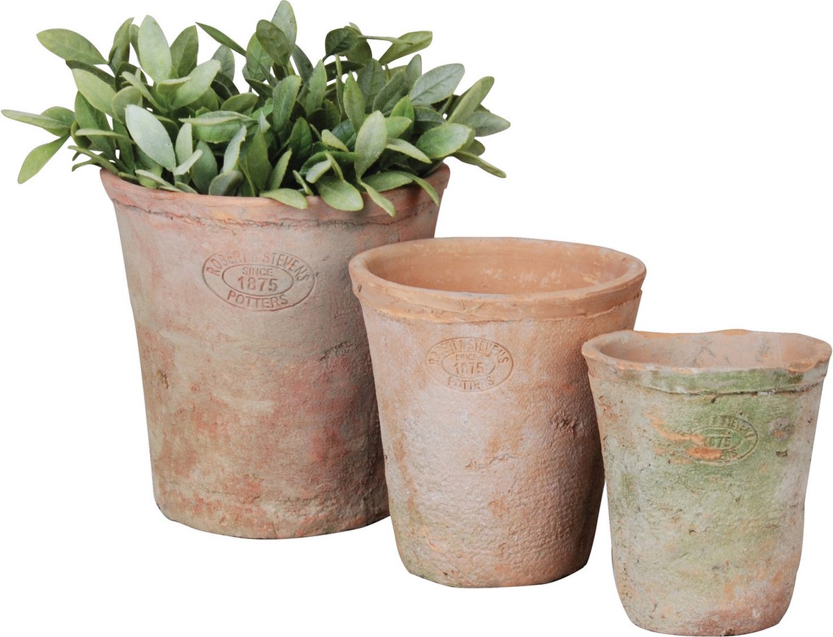 Ronde handmade bloempotten - 3 potten