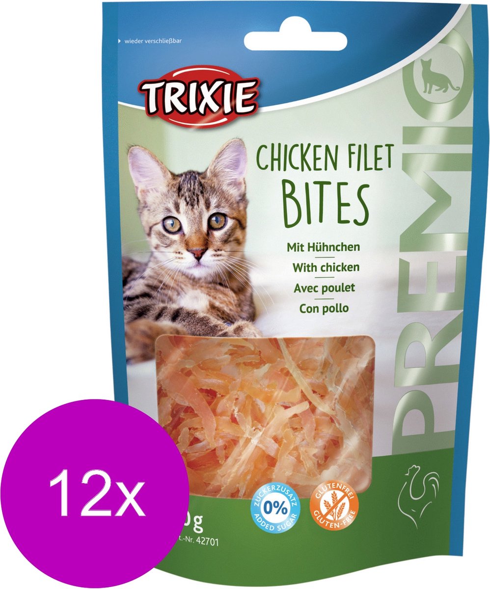 Trixie Premio Hapjes 50 g - Kattensnack - 12 x Kipfilet