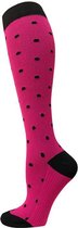 Compressiekousen dagelijks gebruik - Compressie sokken dames - Dots roze - Maat 41-43 L/XL