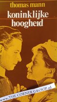 Boekomslag van 'Koninklijke hoogheid' van Thomas Mann met een gravure van twee profielen, een man en een vrouw, die naar elkaar kijken.