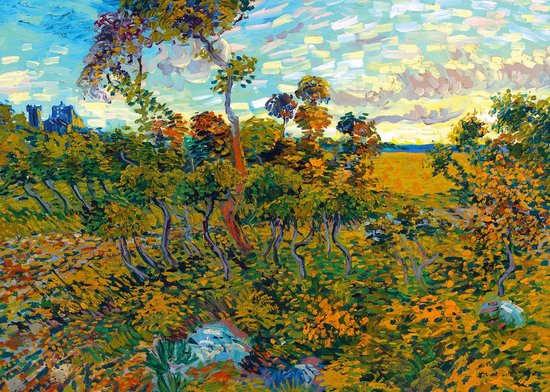 Tableau sur toile Coucher de soleil à Montmajour - Vincent van Gogh -  70x50cm | bol
