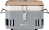 Everdure Cube Barbecue - Houtskool - Met Opbergvak en Werkblad - Aluminium/Hout/RVS - Grijs
