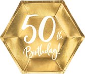 Partydeco - Borden 50th birthday goud (6 stuks)