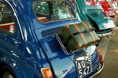 Dibond - Auto - Fiat 500 in blauw - 50 x 75 cm.