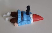 Miniatuur  (11 cm) Tuinkabouter met mes in de rug | grappig kado |