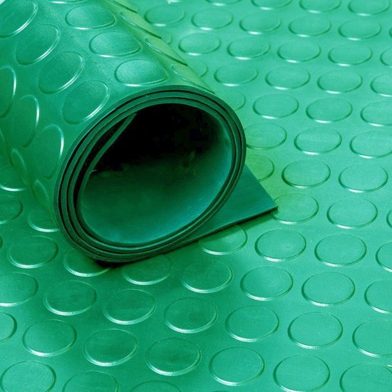 loper per meter bestelbaar - rubbermat op rol Noppen 3mm groen Breedte 120 cm... | bol.com