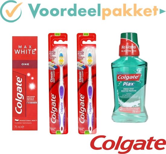 Colgate Package - 1x Dentifrice Max White One - 2x Brosses à Brosses à  dents - 1x Bain... | bol.com