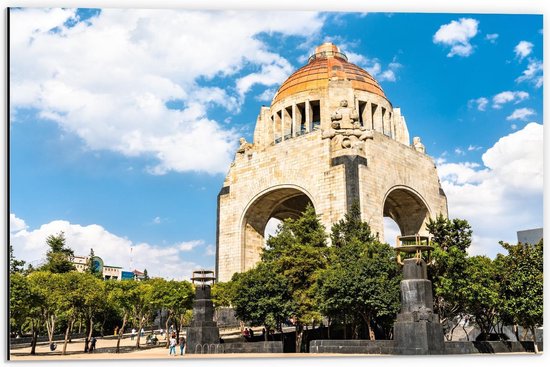 Dibond - Monument voor de Revolutie Mexico-Stad, Mexico - 60x40cm Foto op Aluminium (Met Ophangsysteem)