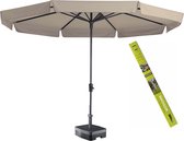 Parasol rond ecru met voet en hoes! Madison Syros 350 cm | Complete set ronde parasol