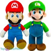 Super Mario Bros Pluche Knuffel Set: Mario + Luigi 28 cm + Super Mario Sticker!  | Mario Luigi Peluche Plush Toy | Speelgoed knuffeldier knuffelpop voor kinderen | mario odyssey , mario party | - Multi
