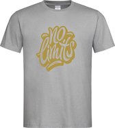 Grijs T-shirt met  " No Limits " print Goud size XL
