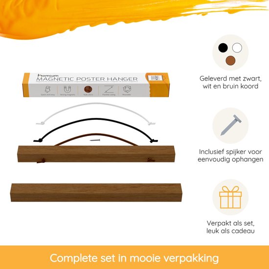 Porte-affiche (21 cm) en bois foncé avec fermeture magnétique | A4 | système de suspension d'affiche - cadre d'affiche - cadre d'affiche - clip d'affiche - support d'affiche