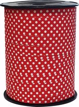 Sierlint / cadeaulint / verpakkingslint / krullint / kadolint 10mm breed rood met witte dots