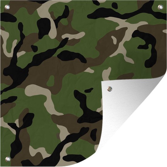Tuinposters Militair camouflage patroon - 50x50 cm - Tuindoek - Buitenposter