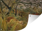 Muurdecoratie buiten Tijger in een tropische storm - Henri Rousseau - 160x120 cm - Tuindoek - Buitenposter
