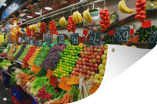 Muurdecoratie Fruit - Groente - Bak - Markt - 180x120 cm - Tuinposter - Tuindoek - Buitenposter