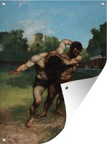 Tableau jardin Les lutteurs - tableau de Gustave Courbet - 60x80 cm - Affiche jardin - Toile jardin