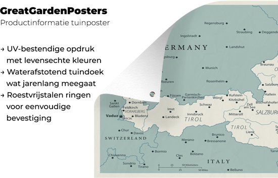 Carte Vintage de l'Autriche 120x80 cm