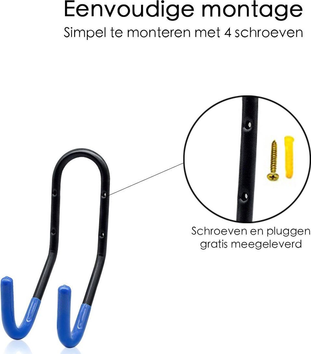 Crochet de vélo - Mur - Capacité de charge de 20 kg - Avec Vis et Chevilles