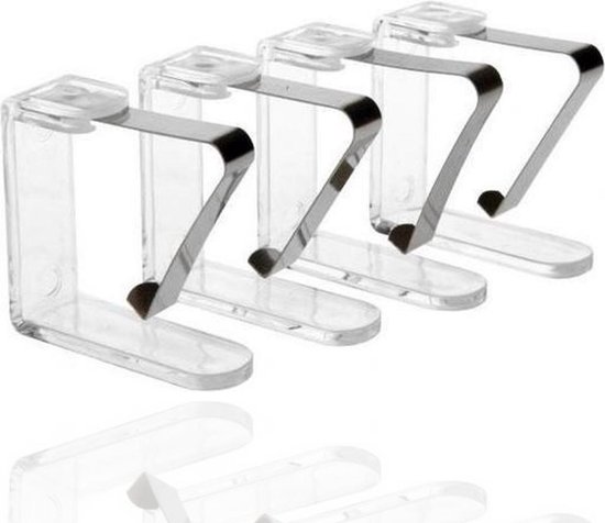 Pinces en plastique transparent disponible en plusieurs exemplaires tischdeckenklammer fixation sur table Lot de 4 transparent 