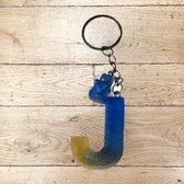 Epoxy letter sleutel- of tassenhanger J